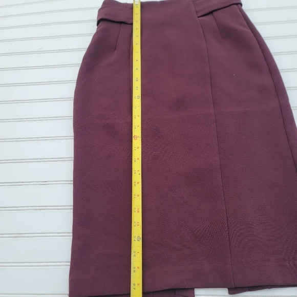 Eva Mendes NY&Co Burgundy Textured Pencil High Waist Skirt Lined Size 0 - Picture 5 of 10